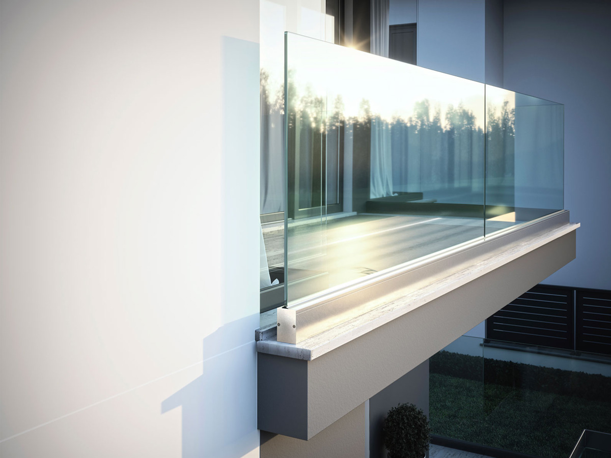 Bim-ninfa-106 parapetto in vetro e alluminio Ninfa 106