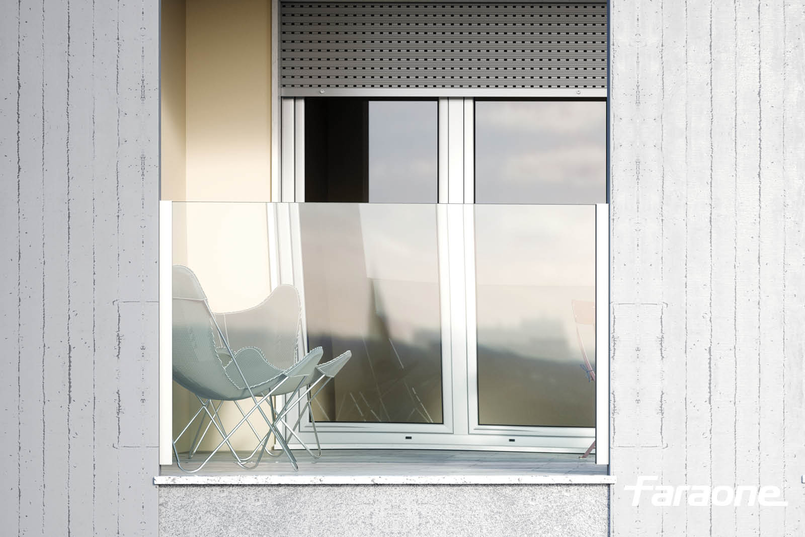 Parapetti in vetro e alluminio Giulietta balcone alla francese
