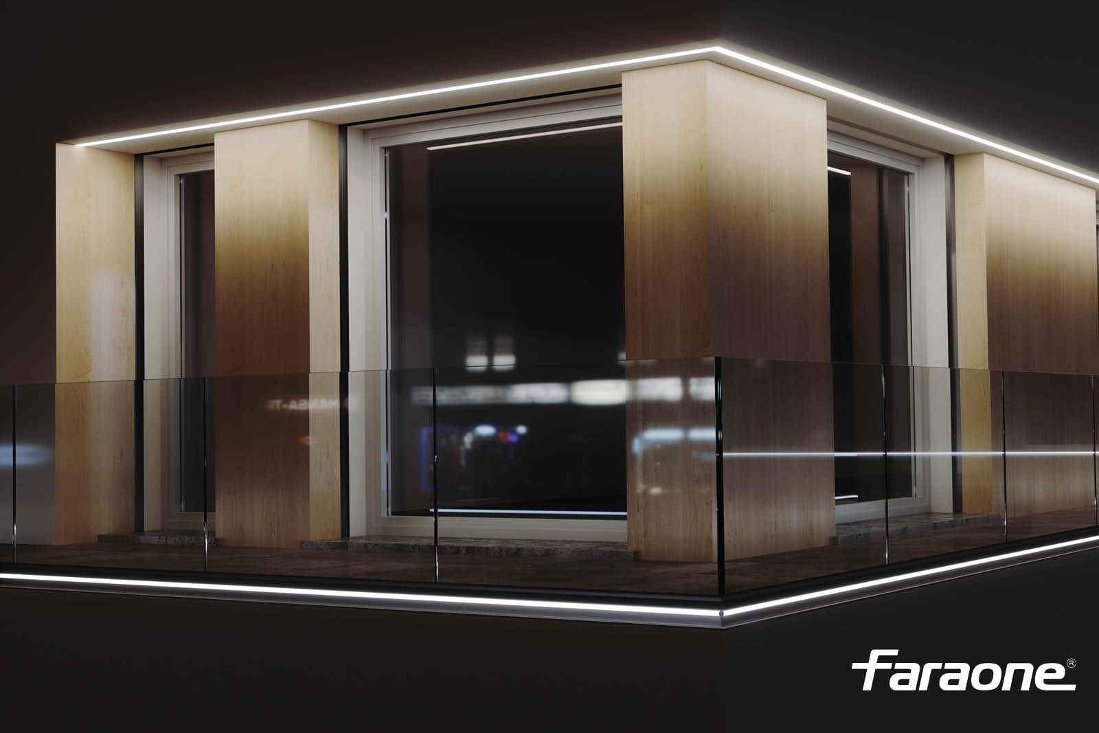 Parapetti in vetro e alluminio Ninfa LED