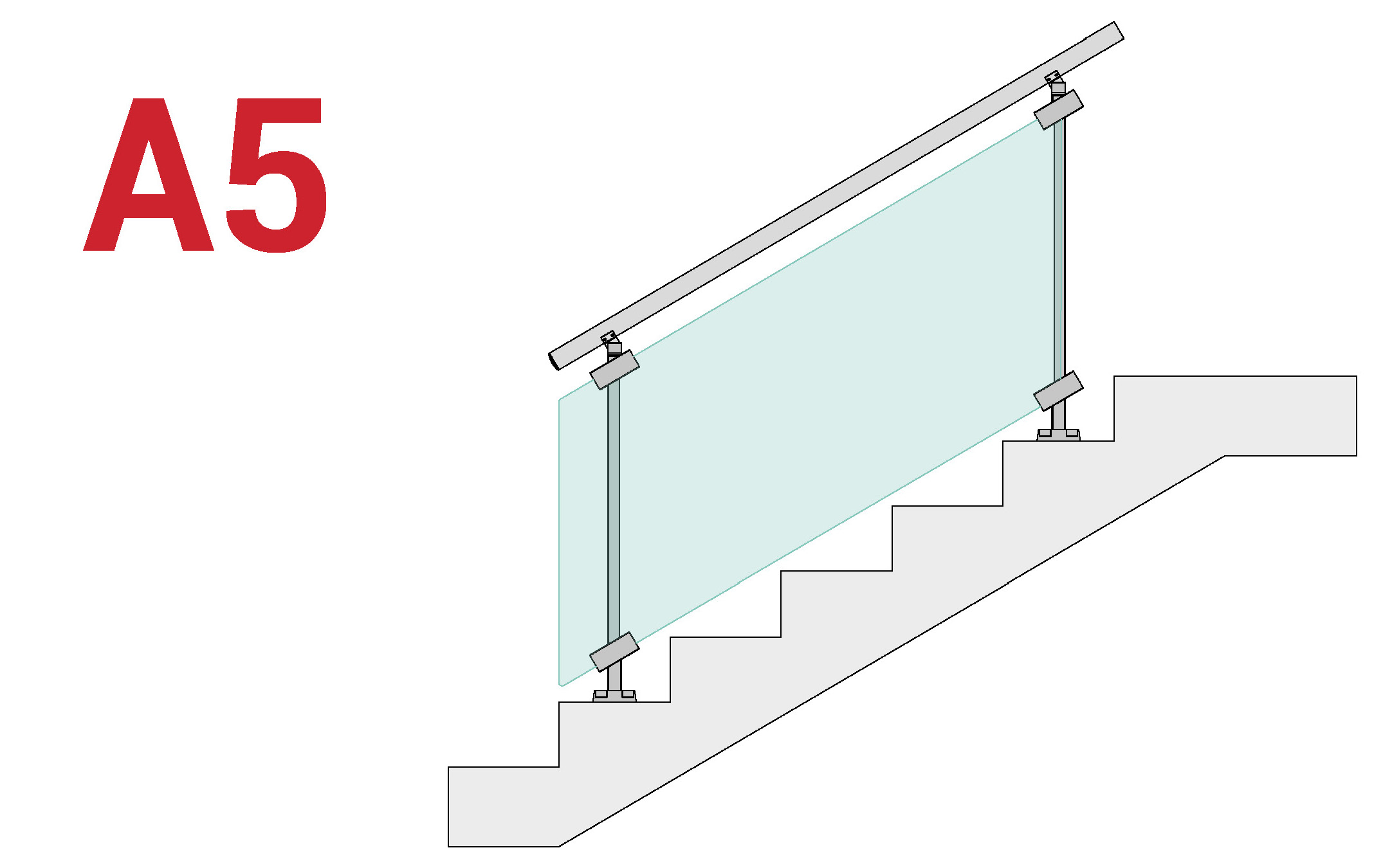 Installazione parapetto in vetro Maior Vision - A5 - scala