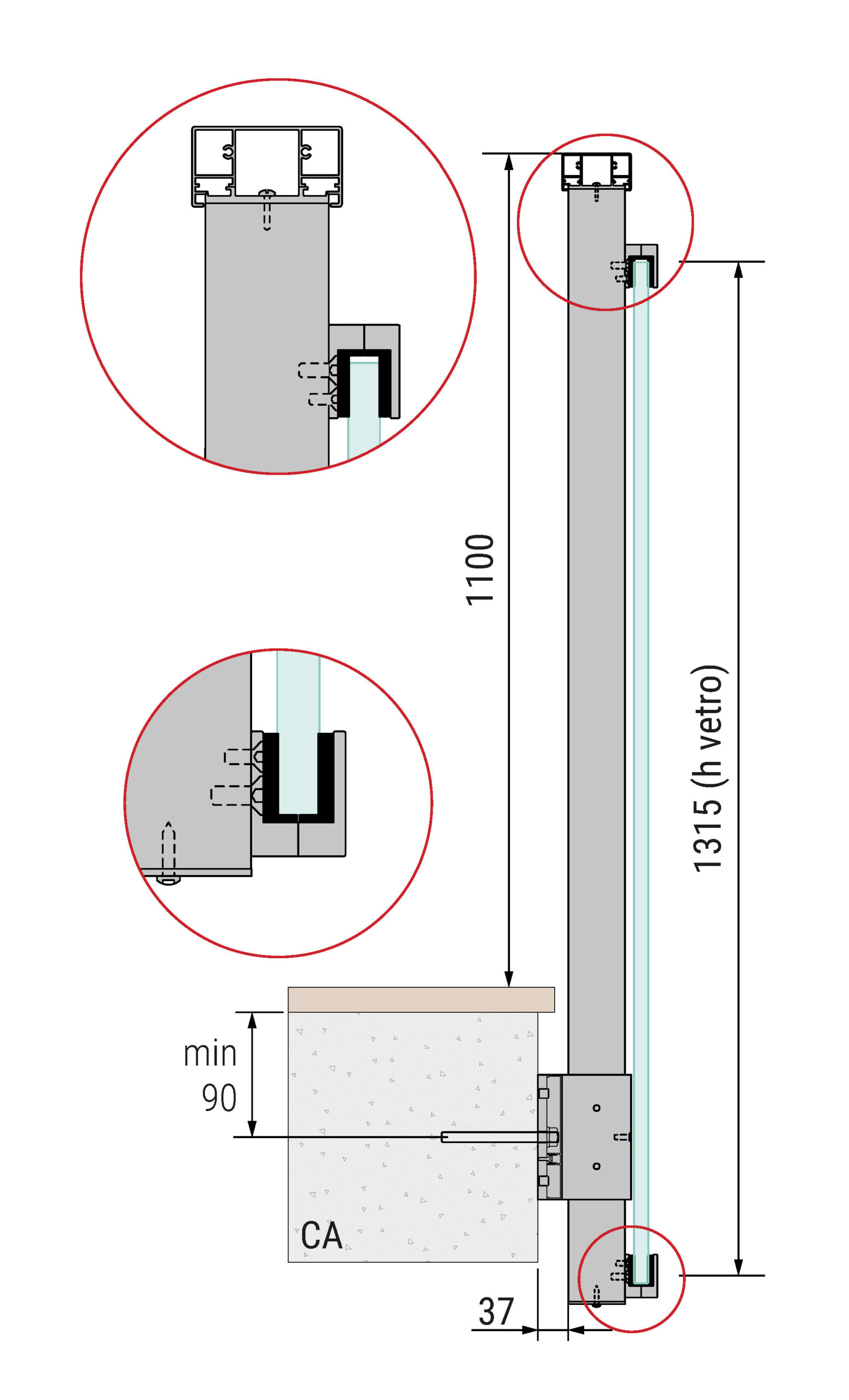 Installazione parapetto in vetro Maior Vision - B