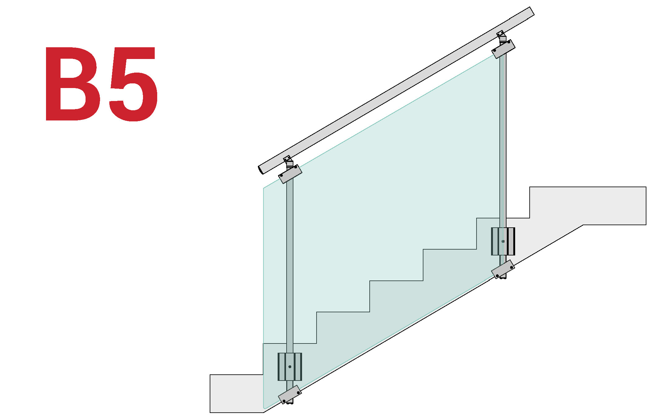 Installazione parapetto in vetro Maior Vision - B5 - scala
