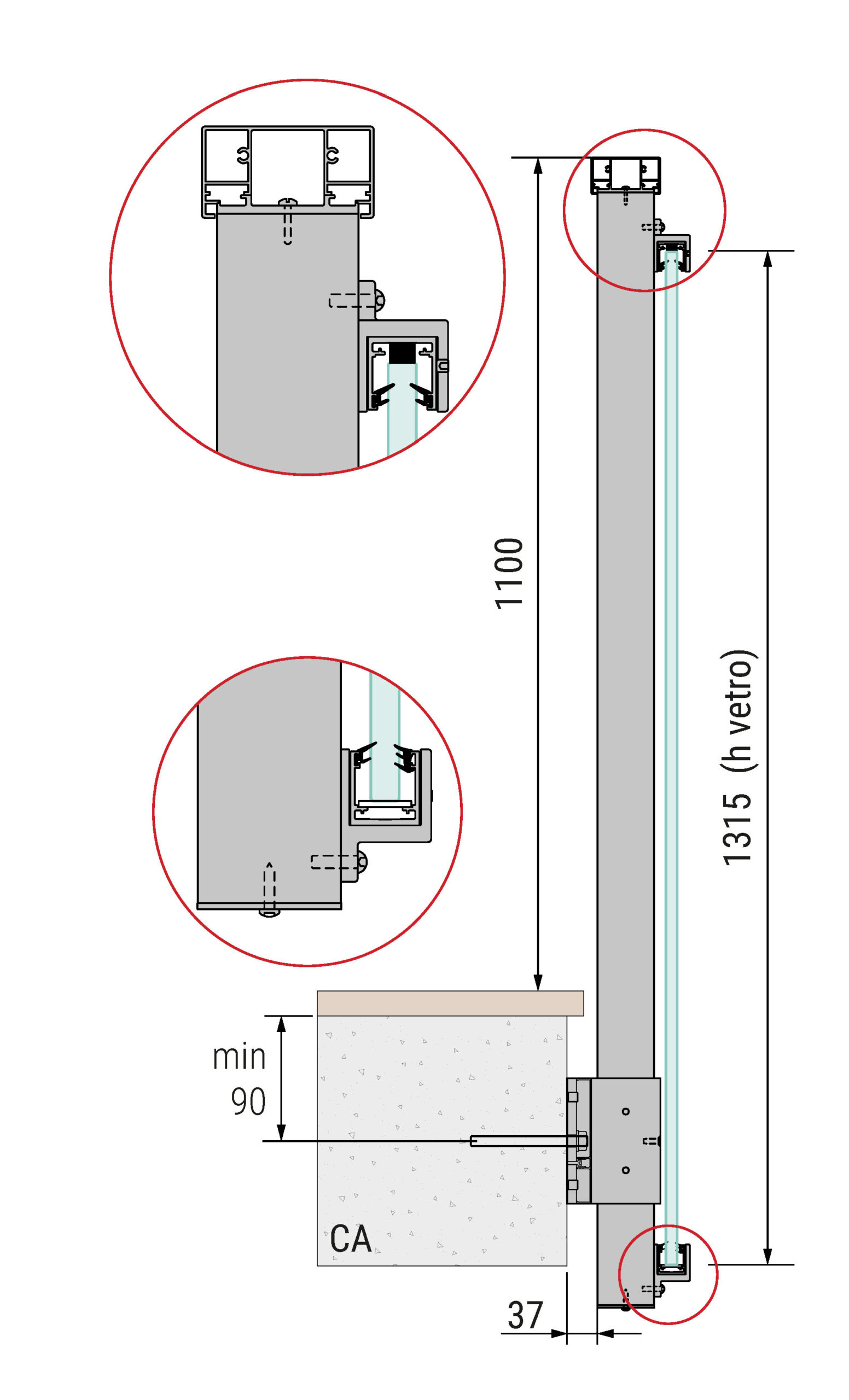 Installazione parapetto in vetro Maior Plus - B