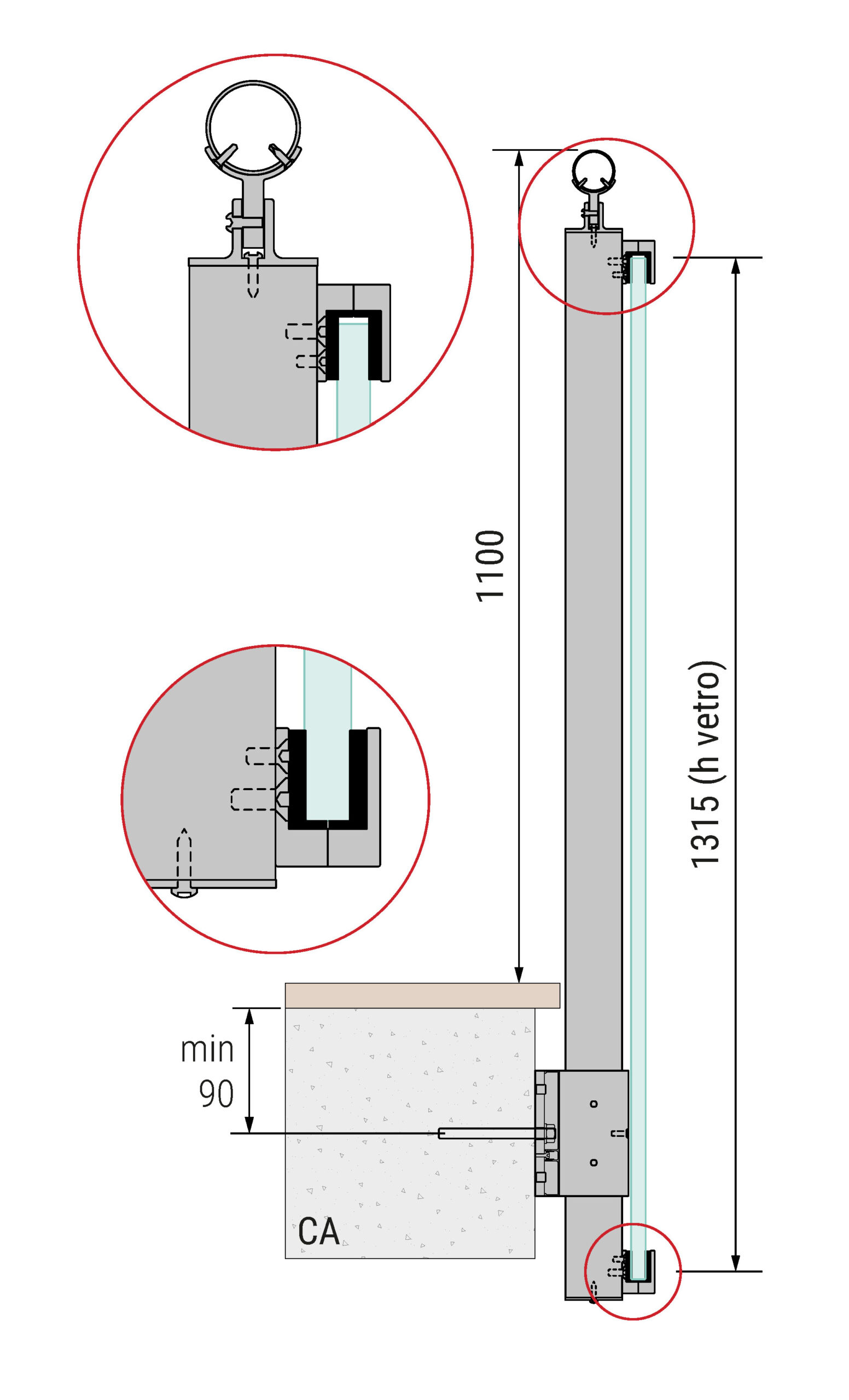 Installazione parapetto in vetro Maior Vision - B5