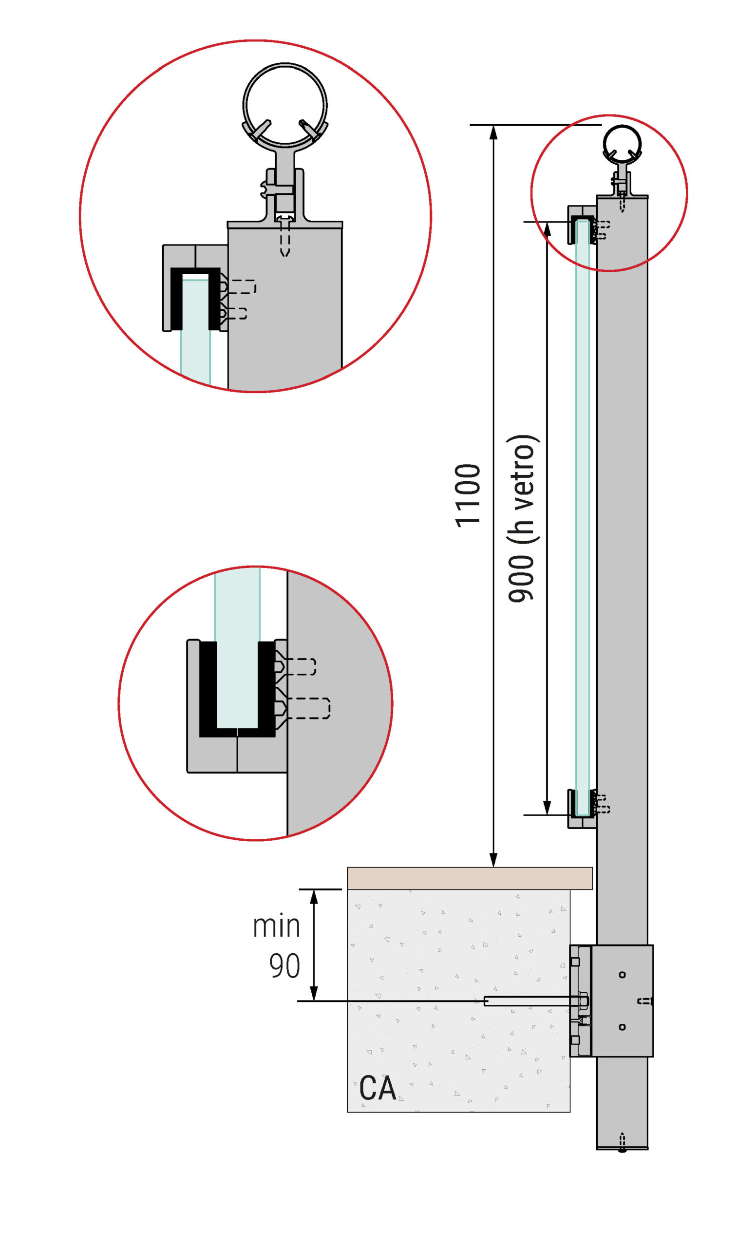 Installazione parapetto in vetro Maior Vision - C5